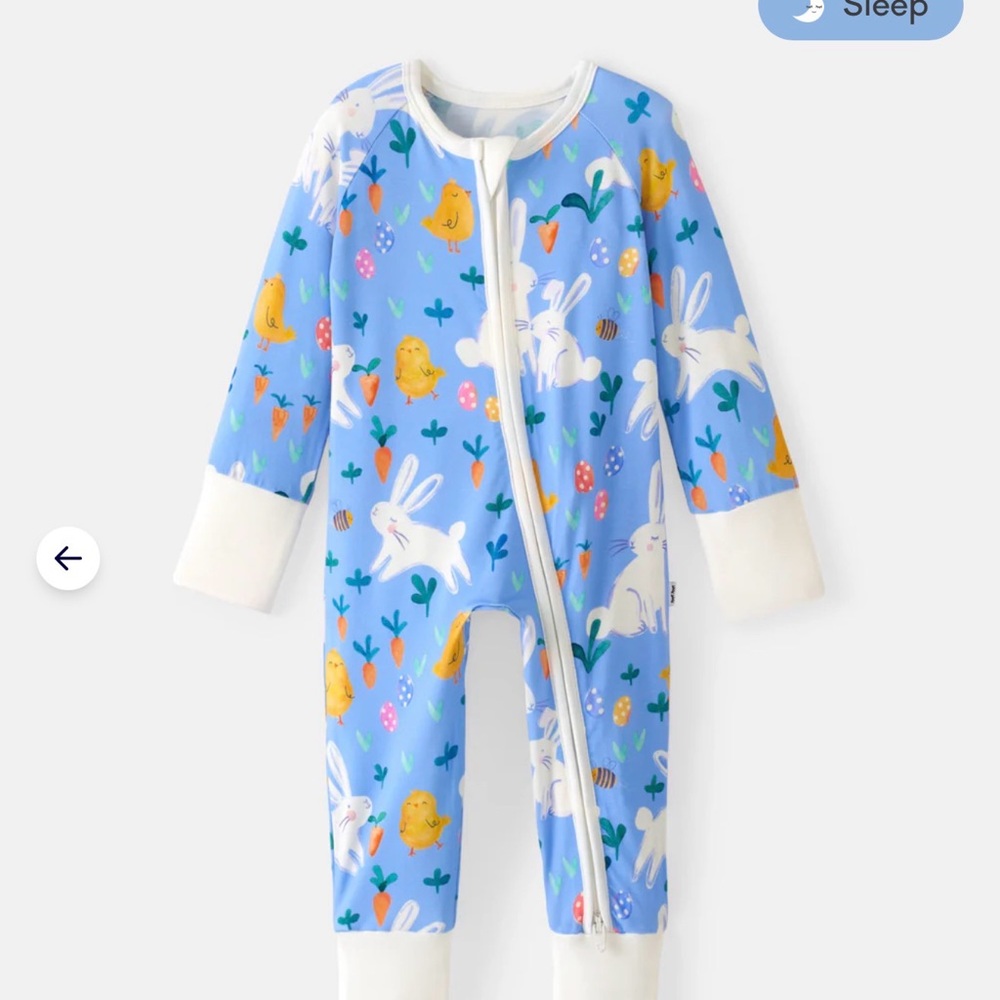 Little sleepies bunny patch Easter zippy NWOT